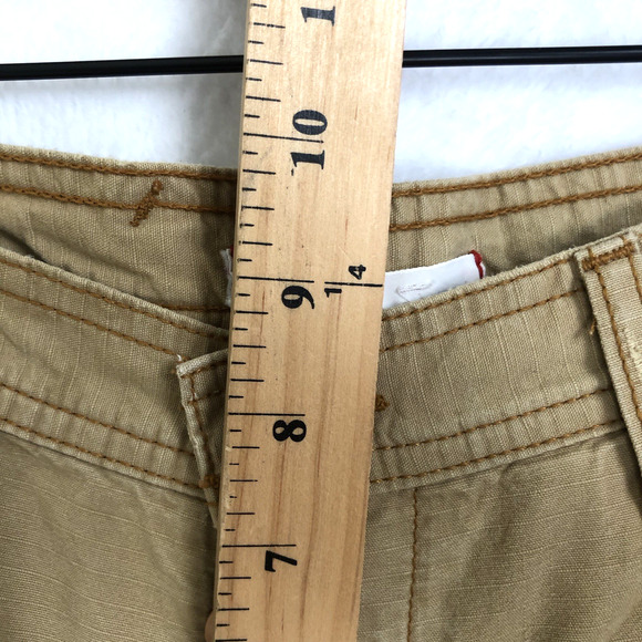 JOIE Ripstop Cargo Pants Sz 28 Gold Khaki Button Fly Utility Mid Rise Tie Ankle - Picture 7 of 10